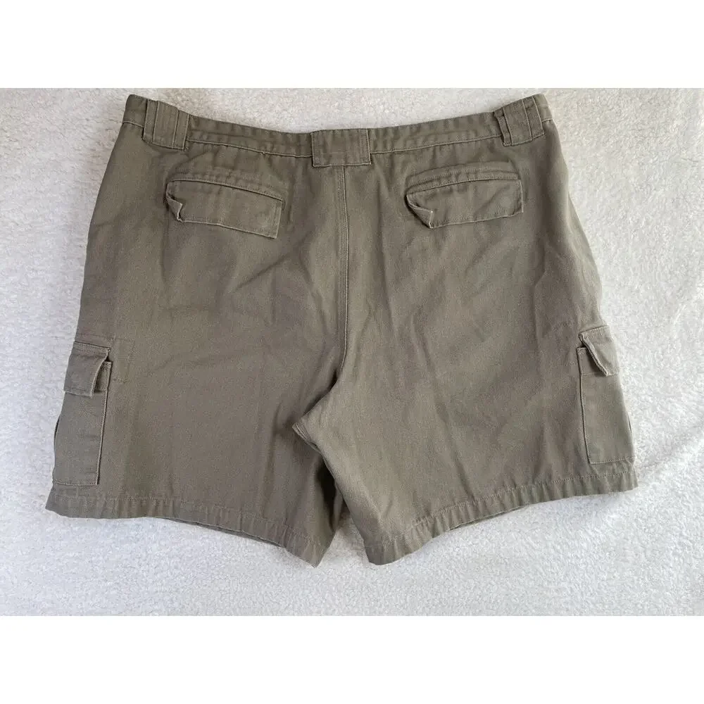 Duluth Trading Cargo Shorts Mens 46x9 Beige Canvas Duck Safari Hiking